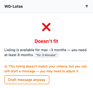 Soft blocker: timing off, but draft message anyway option available